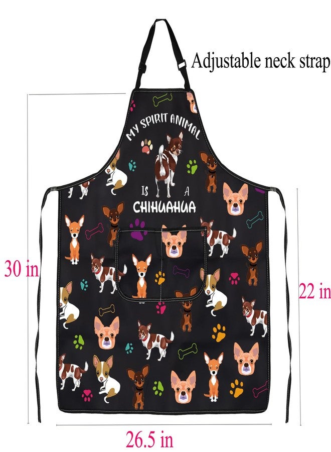 BNQL Chihuahua Apron Funny Chihuahua Gift for Chihuahua Lover Owner Spirit Animal Is a Chihuahua Cooking Kitchen Apron with Pocket (Chihuahua Apron) - Image 2