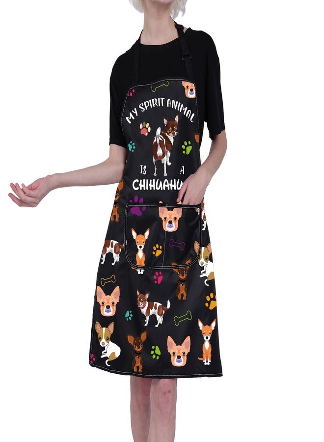 BNQL Chihuahua Apron Funny Chihuahua Gift for Chihuahua Lover Owner Spirit Animal Is a Chihuahua Cooking Kitchen Apron with Pocket (Chihuahua Apron) - Image 3