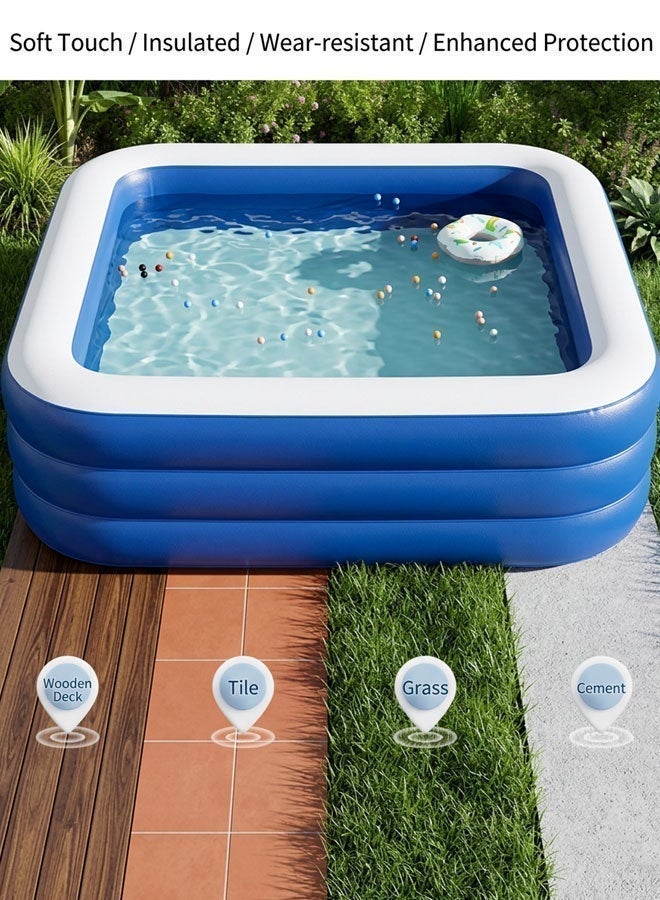 Children's Inflatable Paddling Pool with Rings for Outdoor Water Play（Air pump  included） & Inflatable Pool Pump – Summer Special Bundle - Image 4