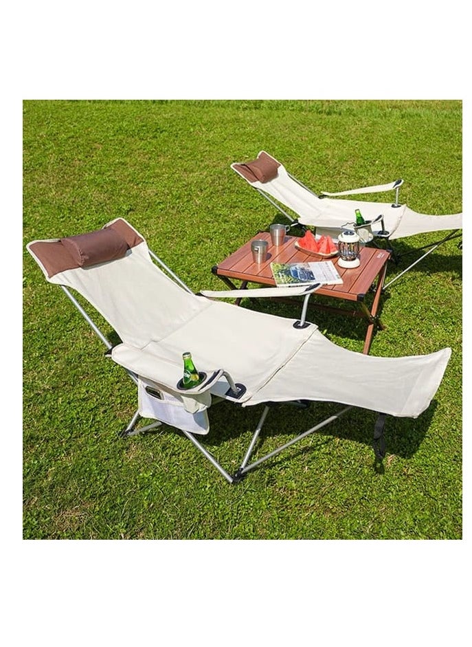 Generic - Folding Camping Chairs with Foot Rest, Adjustable Lounge Chair with Headrest & Cup Holders & Storage Bag, Portable Reclining Camping Chairs for Camping Fishing Picnics - Image 1