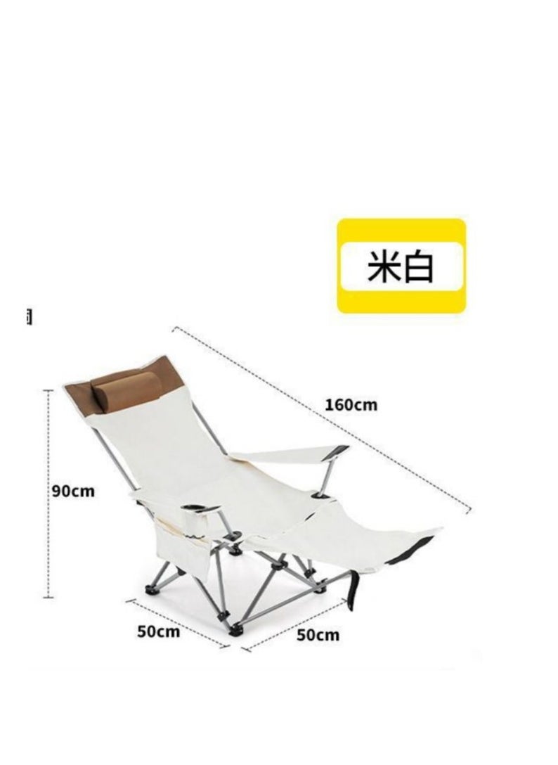 Generic - Folding Camping Chairs with Foot Rest, Adjustable Lounge Chair with Headrest & Cup Holders & Storage Bag, Portable Reclining Camping Chairs for Camping Fishing Picnics - Image 1