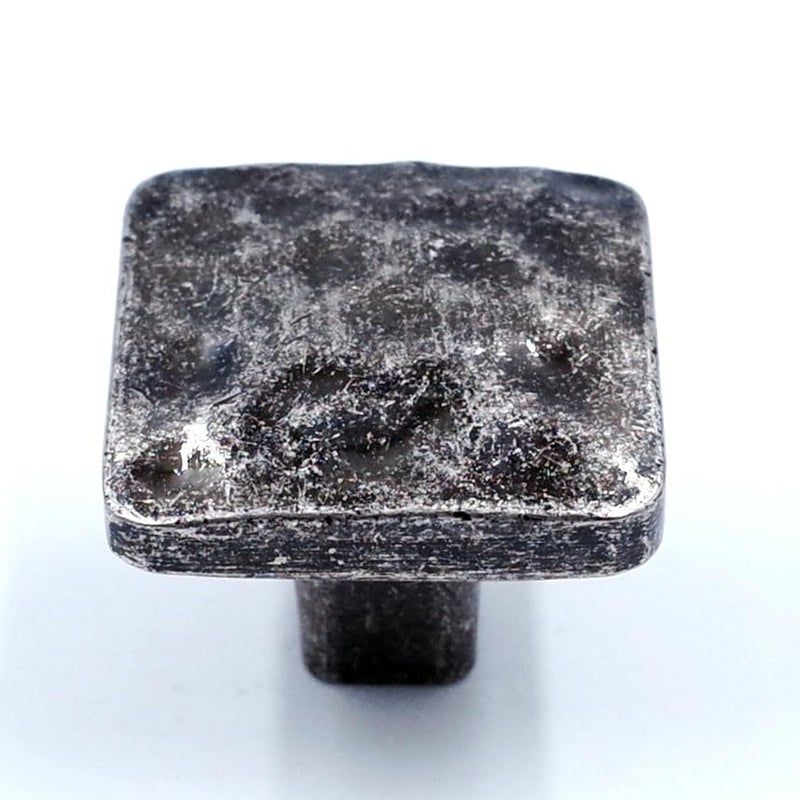 Jetland Square Hammered Cabinet Knobs - 6-Pack, Aged Silver, 1-1/4" Knobs, Rustic Solid Cast Square Knobs for Dresser Nightstand Furniture, HT0612OS30 - Image 5