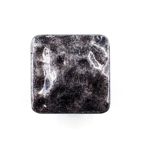 Jetland Square Hammered Cabinet Knobs - 6-Pack, Aged Silver, 1-1/4" Knobs, Rustic Solid Cast Square Knobs for Dresser Nightstand Furniture, HT0612OS30 - Image 4