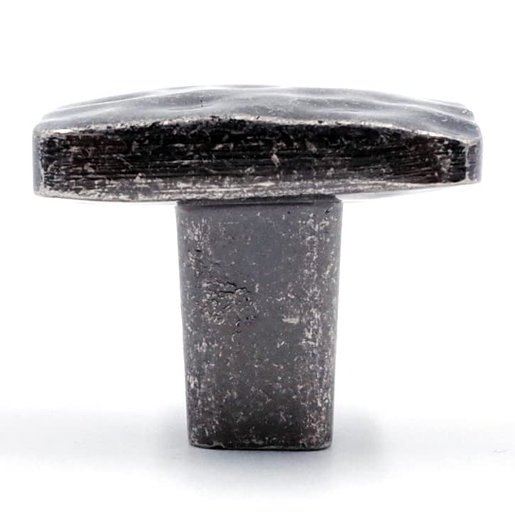 Jetland Square Hammered Cabinet Knobs - 6-Pack, Aged Silver, 1-1/4" Knobs, Rustic Solid Cast Square Knobs for Dresser Nightstand Furniture, HT0612OS30 - Image 3
