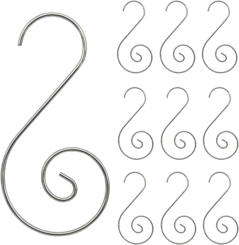 Acronde 120PCS Christmas Ornament Hooks Christmas Tree Ornament Hanger Metal Wire Hanging Hook for Xmas Tree Xmas Balls Party Decorations (Silver) - Image 1