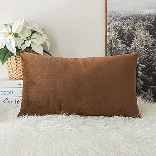 Khooti Velvet Cushion Cover, 16 x 20 Inches / 40 x 50 cm | Brown | Pack of 1 | Solid Plain Soft & Smooth, Decorative Cushion Covers for Living Room, Bedroom, Couches, Chairs, Sofas, Beds & Home Decor - Image 1