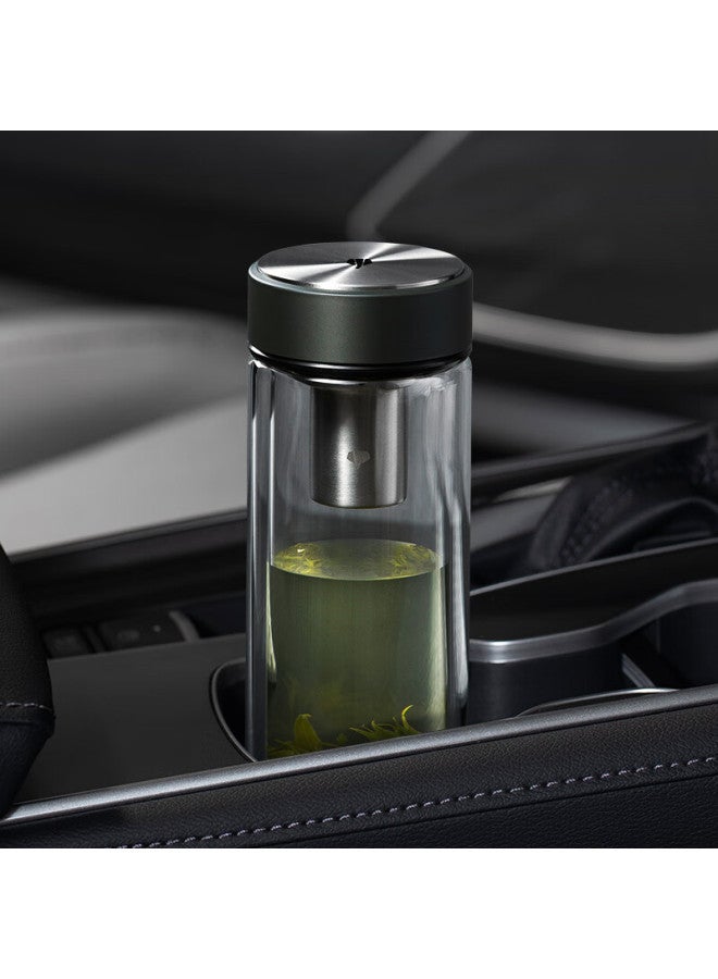 Wanxiang Double-layer Heat-resistant Glass Cup With Filter Mesh, Business Office Holiday Gift, Large Capacity Black-green Portable Car Tea Cup - Image 2