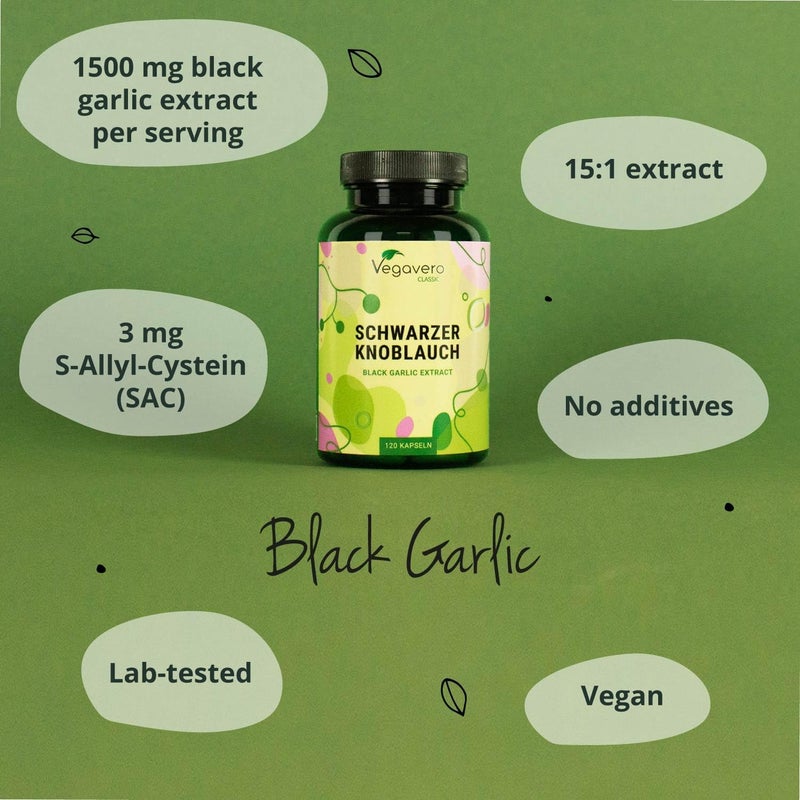 Vegavero Black Garlic Capsules 22500 mg High Strength 151 Extract Odourless Fermented Standardised SAC NO Additives LabTested 120 Capsules Vegan - Image 3