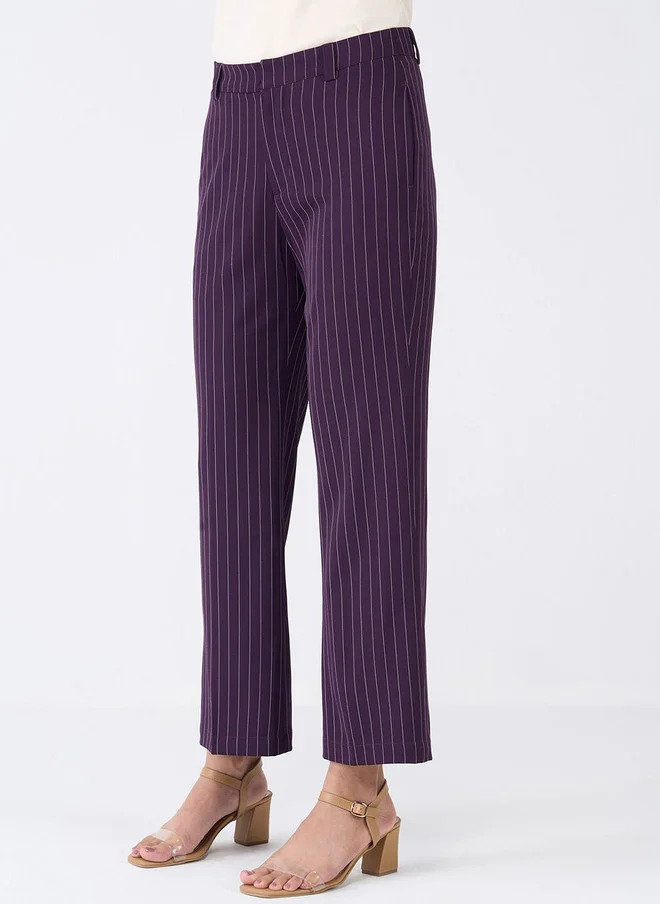 Salt Attire SALT ATTIRE Women Striped Smart Straight Fit Trousers