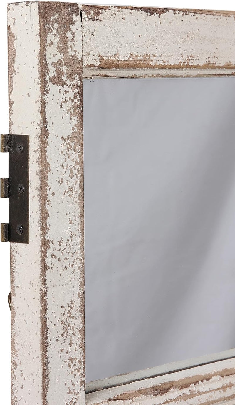 Sintosin Rustic Window Pane Mirror Wall Decor 11" x 16", Hanging Distressed White Farmhouse Rectangle Wood Frame Mirror, Handmade Decorative Window Mirrors for Living Room Bathroom Bedroom Fireplace Christmas - Image 3