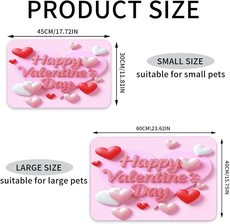 Pet Feeding Mat for Dogs Cats Happy Valentines Day E Absorbent Dog Food Mat Non-Slip Waterproof Placemat Quick Dry Pet Supplies Bowl Mats - Image 2