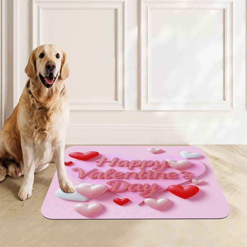 Pet Feeding Mat for Dogs Cats Happy Valentines Day E Absorbent Dog Food Mat Non-Slip Waterproof Placemat Quick Dry Pet Supplies Bowl Mats - Image 4