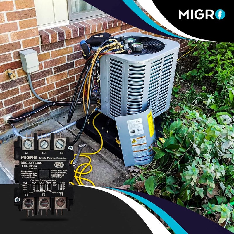 Migro 3 Pole, 40 Amps, 110/120 VAC Coil Heavy Duty AC Contactor Replaces Virtually All Residential 3 Pole Models - Image 4