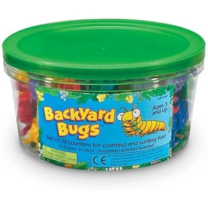 SET OF 72 | BACKYARD BUGS™ COUNTERS | EDUCATIONAL SORTING AND COUNTING TOY | INCLUDES GRASSHOPPER, BUMBLEBEE, BEETLE, SPIDER, DRAGONFLY, AND CATERPILLAR - Image 1