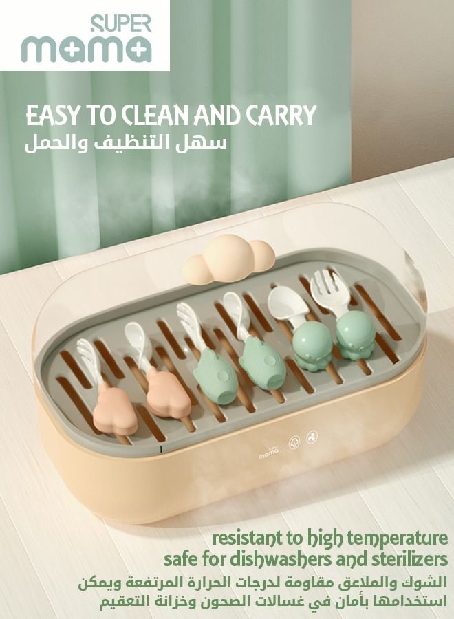 SUPERMAMA Baby Fork and Spoon Set, Silicone Self Feeding Utensil Easy Grip Toddler Cutlery Kit with carrying Case BPA-Free Anti-Choke for Infant Children First Led Training Weaning, 6-12 Month - Image 5