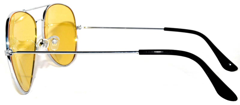 OWL Aviator Yellow Tint Lens Sunglasses, Metal Frame, Unisex Size Medium - Image 3