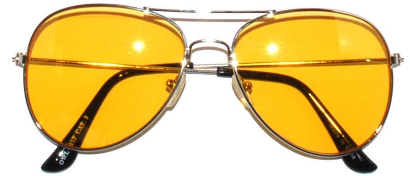 OWL Aviator Yellow Tint Lens Sunglasses, Metal Frame, Unisex Size Medium - Image 2