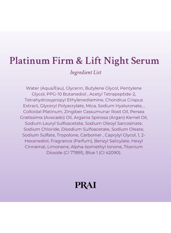 PRAI Beauty Platinum Firm and Lift Night Serum AntiAging Face Serum for Instant Face Lift Nourishing and Hydrating Serum Vegan CrueltyFree 1 Fl Oz - Image 4