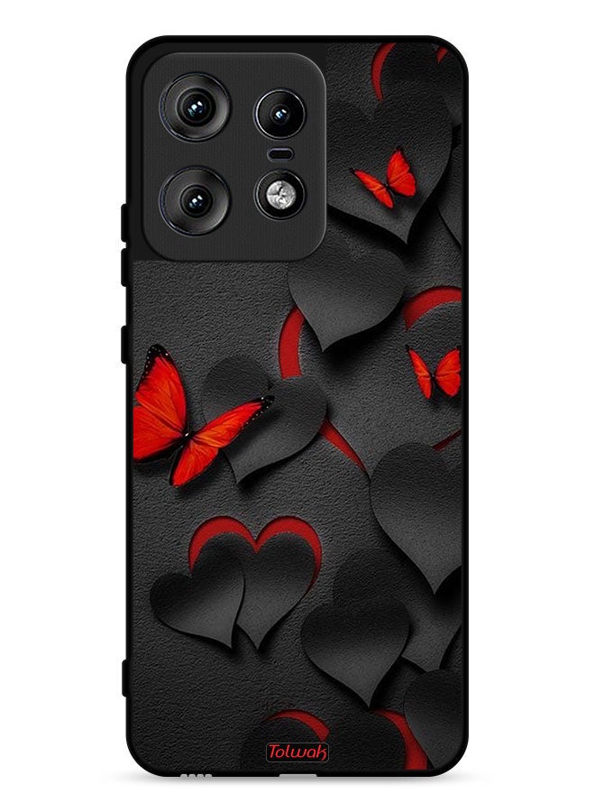 Tolwak غطاء حماية لهاتف موتورولا إيدج 50 برو 5G بنمط القلوب والفراشات - Image 1