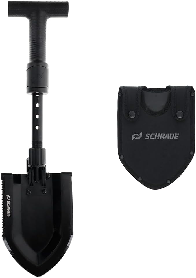 SCHRADE Delta Class Pay Dirt Shovel 1 lbs with Folding Capabilities, Durable 3Cr Steel, Black Oxide Finish for Outdoor Exploring, Hiking - Image 1