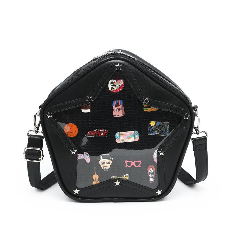 CHERRY SAUCE Kawaii Star PU Leather Ita Bag Y2k Shoulder Crossbody Bag Aesthetic Cute Pin Display - Image 1