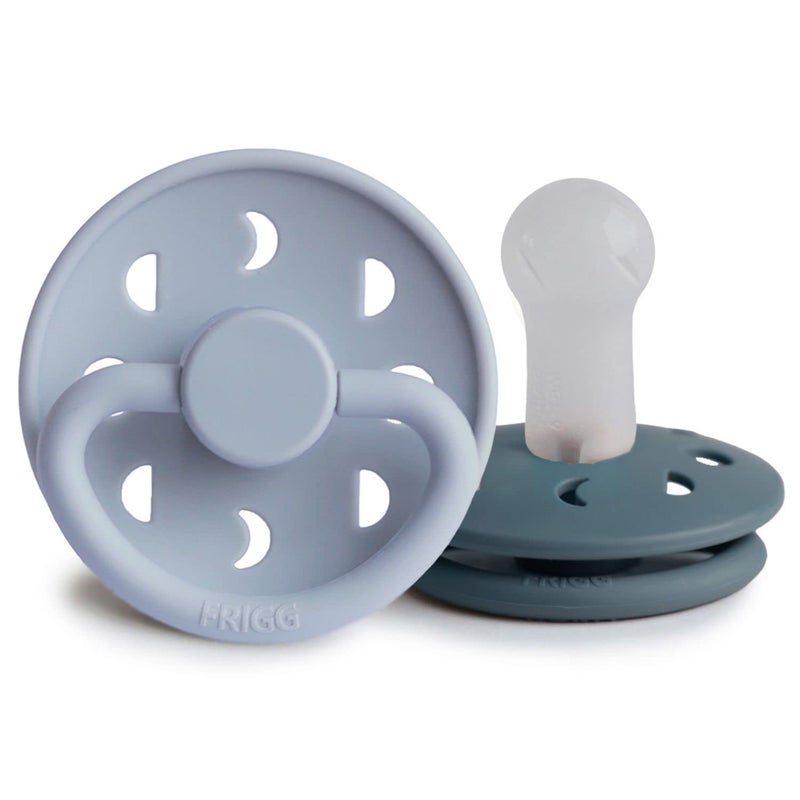 FRIGG Moon SilkySoft Silicone Baby Pacifier  Made in Denmark  BPAFree Powder BlueSlate 618 Months - Image 1