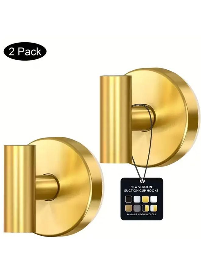 خطافان ذهبيان بقاعدة شفط بدون حفر للمناشف والروب والمعاطف في الحمام والمطبخ - Image 2