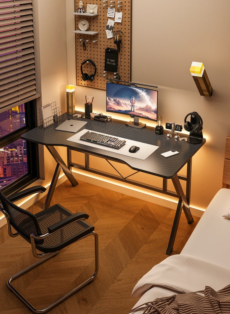Zanotta Ergonomic K shaped Office Table Study Desk Office Desk Spacious Home Office Table Gaming Desk Gaming Table Computer Table Study Table with Carbon Fibre Desktop Ideal for Students and Gamers Black - Image 2
