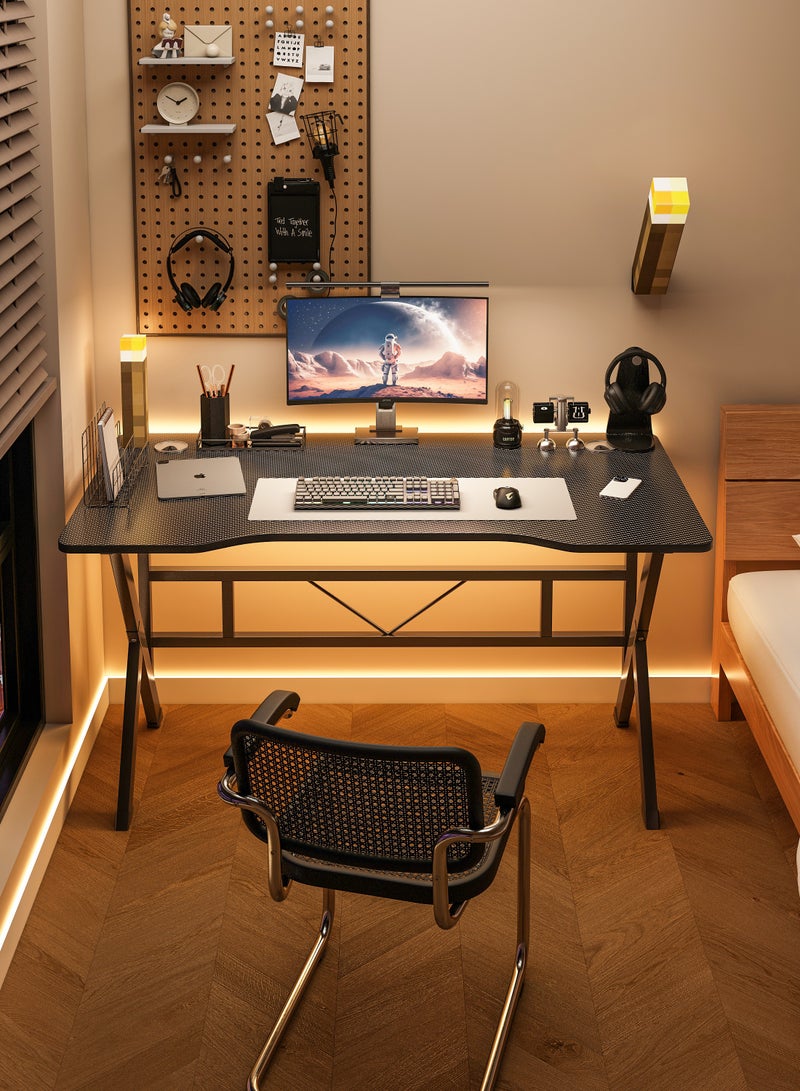 Zanotta Ergonomic K shaped Office Table Study Desk Office Desk Spacious Home Office Table Gaming Desk Gaming Table Computer Table Study Table with Carbon Fibre Desktop Ideal for Students and Gamers Black - Image 3