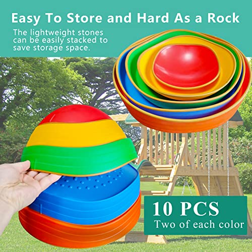 MEANHDAG 10 PCS Balance Stepping Stones for Kids, Obstacle Course Play Outdoor Backyard Activities Equipment Helps Build Children's Coordination and Confidence, Non-slip Surface and Edging - Image 3