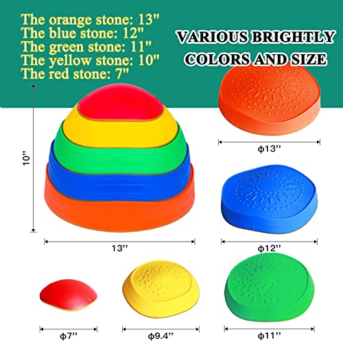 MEANHDAG 10 PCS Balance Stepping Stones for Kids, Obstacle Course Play Outdoor Backyard Activities Equipment Helps Build Children's Coordination and Confidence, Non-slip Surface and Edging - Image 5