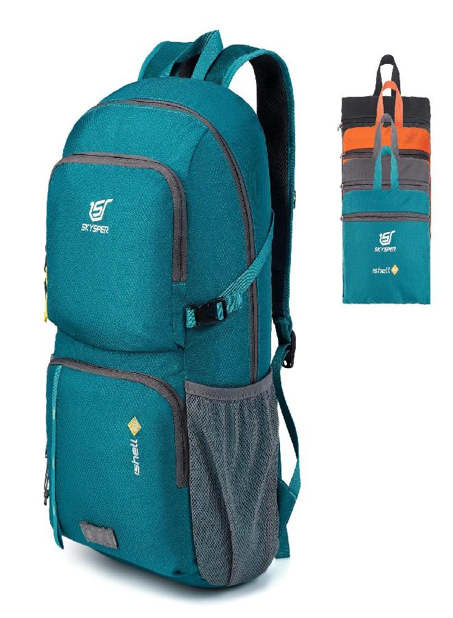 SKYSPER Lightweight Packable Backpack 30L Hiking Daypack With Wet Pocket Foldable Travel Carry-On Backpack Cyan  - Image 1