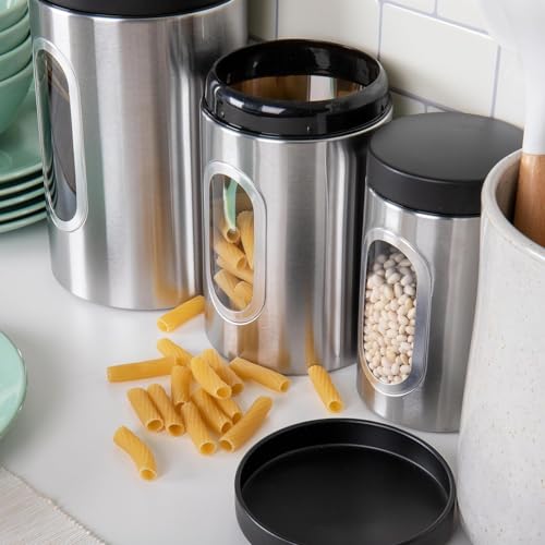 Mevanta Premium 1000ML Steel Cover Window Clear Glass Jars Set Stainless Steel Containers with Lids for Storage Coffee,Tea,Candy,Flour,Spices,Home & Kitchen Decoration (VM-07, SET OF 6) - Image 3