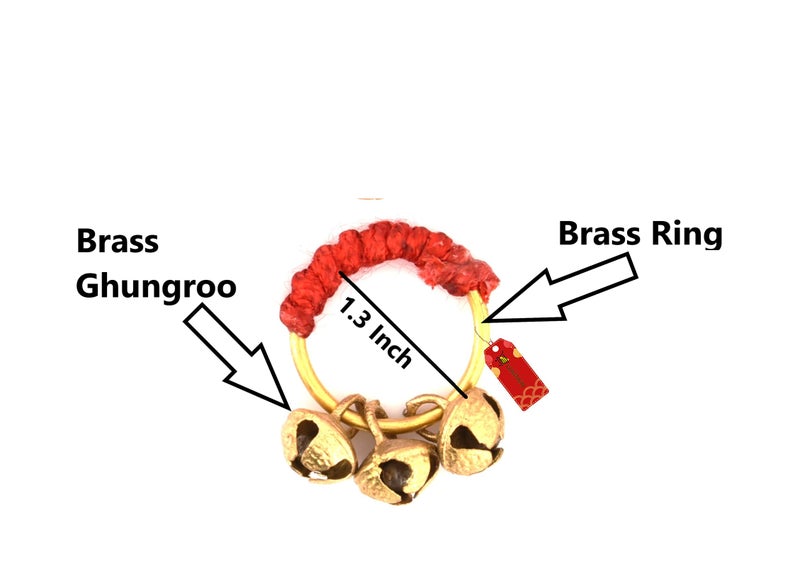 UAPAN Brass Ghungroo Kadi Fingers for Puja Aarti Hand Finger Clapping Ring Cymbals Pooja Bhajan Set Pair Musical Instrument(Red pack of 2 pair) - Image 3