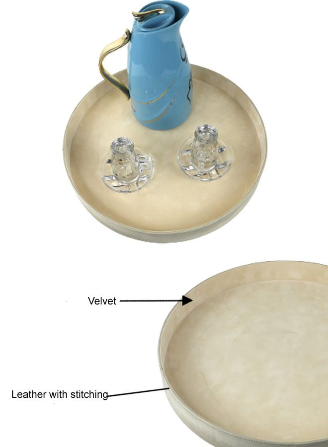 Lamsit Ibdaa LAMSIT IBDAA Round Leather Tray | Decorative Tray | Jewellery Tray | Coffee Tray | Serveware | Serving Platter | Round Platter - Image 3