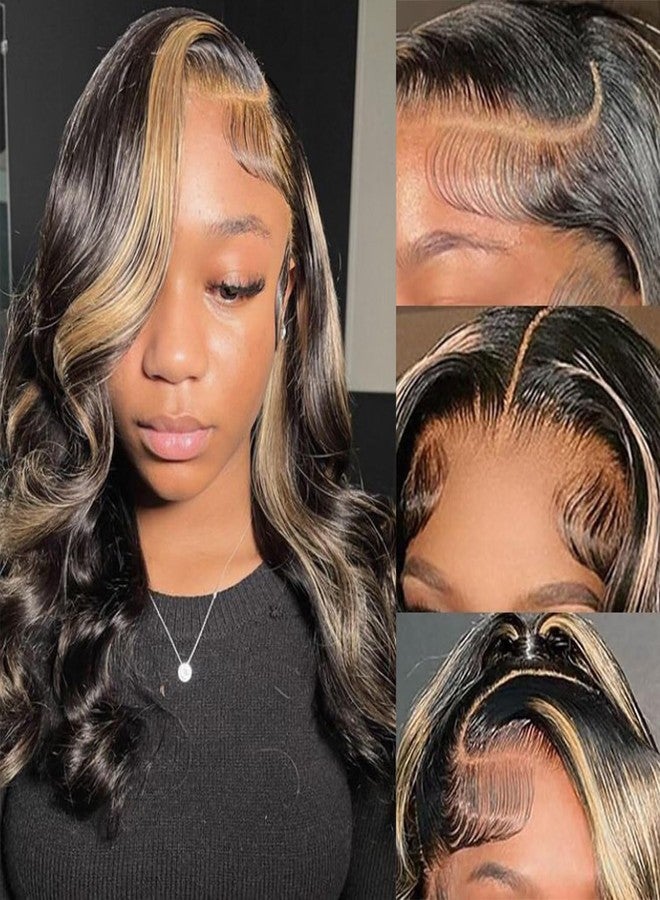 Juvid 13x6 Highlight Body Wave Wig 13X6 HD Transparent Lace Frontal Pre Plucked Baby Hair 200% Density Balayage Body Wig Human Hair Wig for Black Women Honey Blonde FB/27 Lace Front Wig 22inch - Image 2