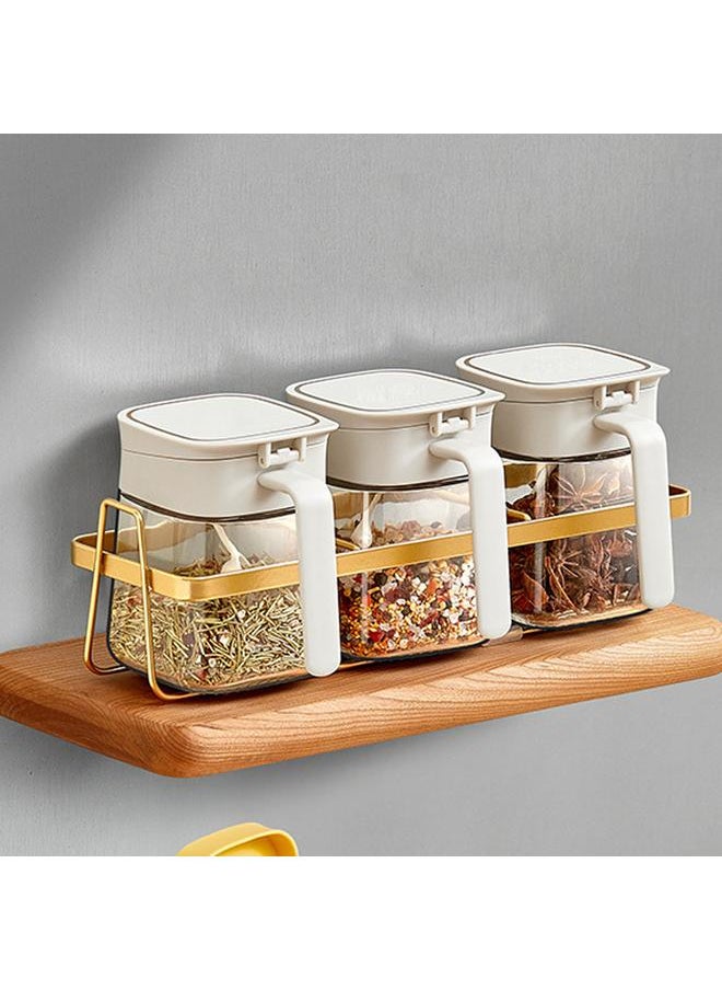 Thoraya Spice Jar Glass Transparent Salt Sugar Pepper Seasoning Container Bottle for Home Kitchen White  - Image 4