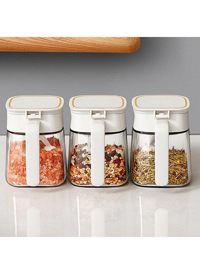 Thoraya Spice Jar Glass Transparent Salt Sugar Pepper Seasoning Container Bottle for Home Kitchen White  - Image 3
