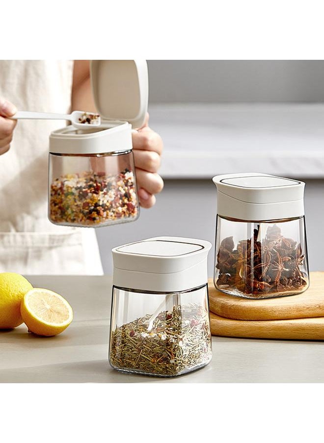 Thoraya Spice Jar Glass Transparent Salt Sugar Pepper Seasoning Container Bottle for Home Kitchen White  - Image 2