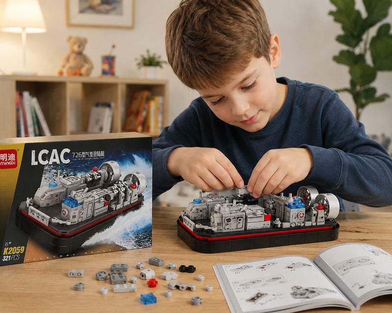 MINGDI LCAC Military Hovercraft Building Blocks Set – 321 PCS STEM Construction Toy for Kids Ages 6+ – Educational Building Brick Model – Air Cushion Landing Craft – Creative Gift for Boys & Girls - Image 2
