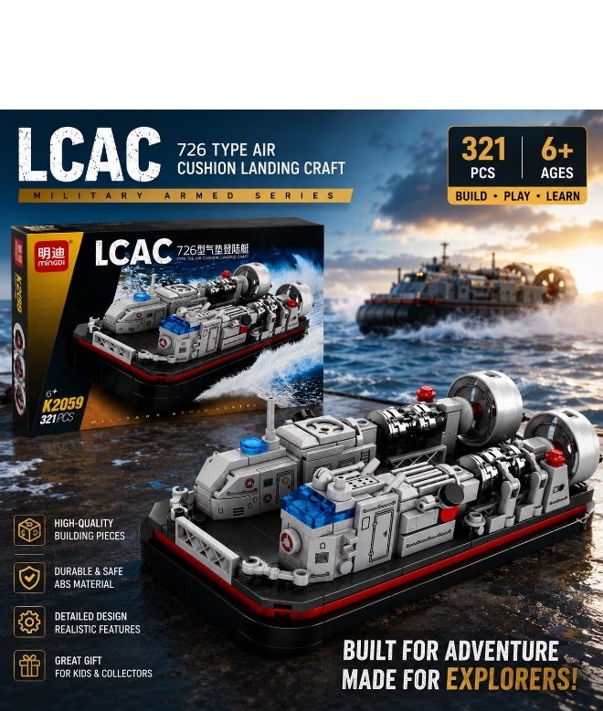 MINGDI LCAC Military Hovercraft Building Blocks Set – 321 PCS STEM Construction Toy for Kids Ages 6+ – Educational Building Brick Model – Air Cushion Landing Craft – Creative Gift for Boys & Girls - Image 3