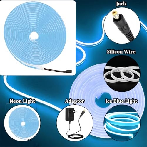 fizzytech LED Ice Blue Neon Rope Strip Light - Image 3