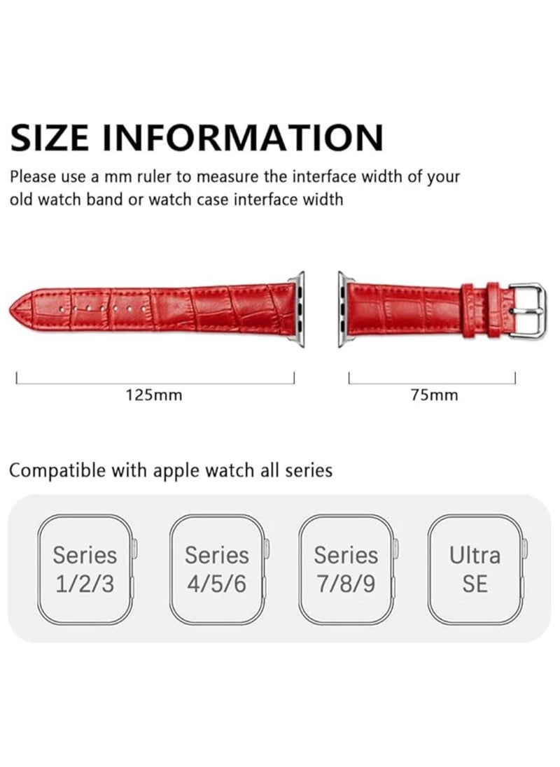 TEMPO Durable Band Compatible with Apple Watch Ultra 2/1 Ultra 49mm 46mm 45mm 44mm 42mm for Men Women, Crocodile Leather ,Waterproof Strap for iWatch Series 10 9 8 7 6 5 4 3 2 1 SE  - Image 4