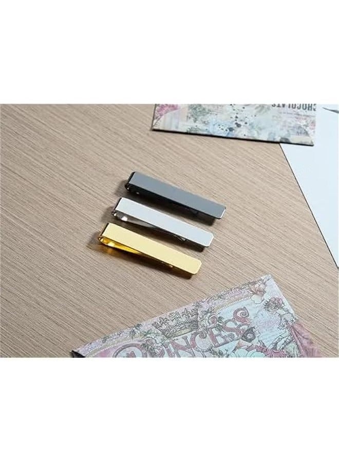 Slim Tie Clips for Men Brass - 3 Pieces Tie Clips for Wedding Business Gift, Narrow Size, Wedding Tie Clip Set, Gift (Silver/Gold/Black) - Image 4