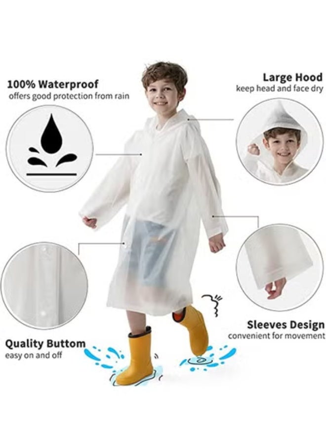 fantasize Kids Raincoat, 2 Pcs Kids Waterproof Thick Rain Ponchos for Kids, Reusable Emergency Rain Coats for Boys Girls, Kids Rain Jacket with Hood and Drawstring, Portable EVA Rain Jacket - Image 2