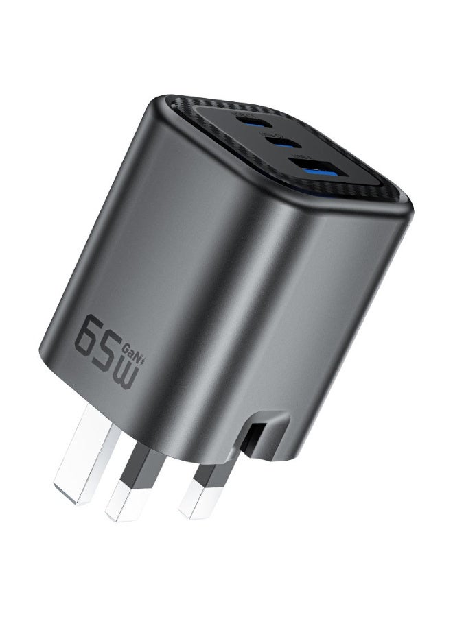 ACEFAST GaN Fast Wall Charger A122 PD65W Foldable Plug, 3 Ports, 2 USB-C 1 USB-A - Black Suitable For laptops, phones, tablets, game consoles, - Image 1