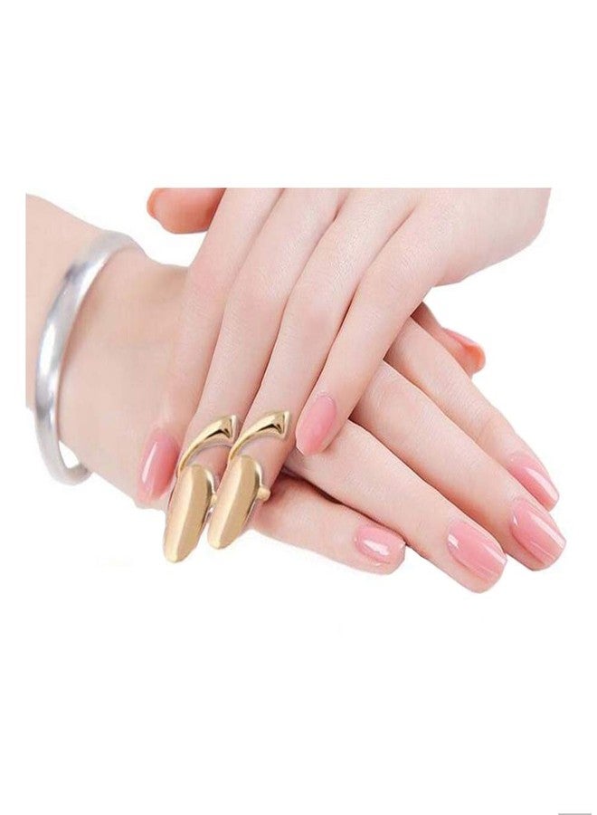 VANTOBEST 6Pcs Fashion Simple Finger Nail Ring Retro Alloy Fingernails Ring Finger Tip Rings Fingernail Protective Cover Nail Decoration Tool for Women Ladies Girls (Gold) - Image 1