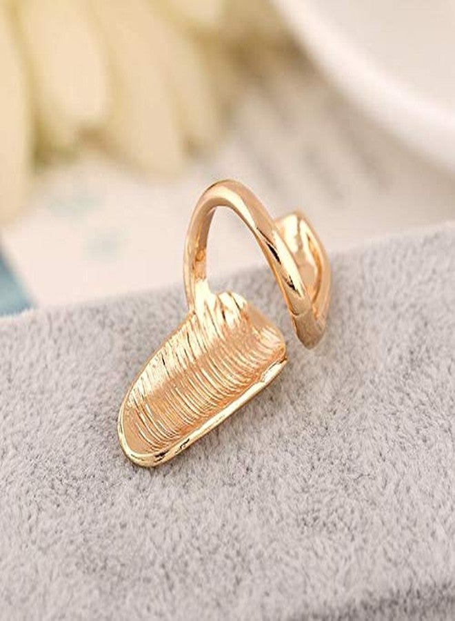 VANTOBEST 6Pcs Fashion Simple Finger Nail Ring Retro Alloy Fingernails Ring Finger Tip Rings Fingernail Protective Cover Nail Decoration Tool for Women Ladies Girls (Gold) - Image 2