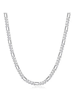 Generic 925 Sterling Silver Clasp 4mm Figaro Chain Diamond Cut Chain Necklace  - Image 1