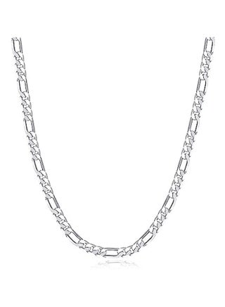 925 Sterling Silver Clasp 4mm Figaro Chain Diamond Cut Chain Necklace - pzsku/Z92363A3CB01BF90F0498Z/45/_/1719836258/e4eb1c0c-fe16-4d84-a954-9b26e6df57d6